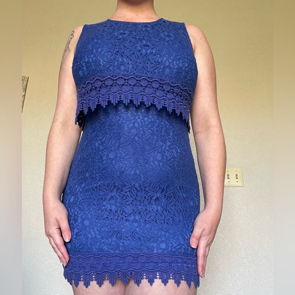 Blue crochet & lace dress